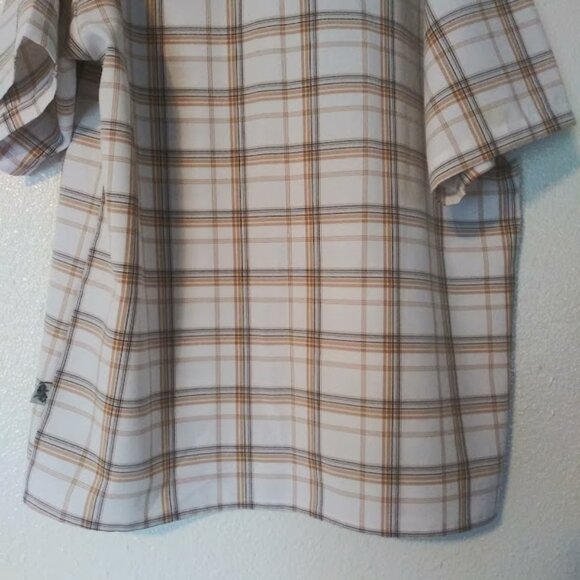 Oso Brand Men's size Large white, brown and black plaid print top - Picture 6 of 13